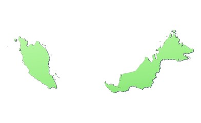 Malaysia map filled with light green gradient
