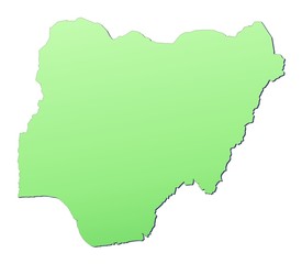 Nigeria map filled with light green gradient