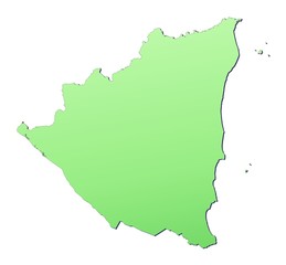Nicaragua map filled with light green gradient