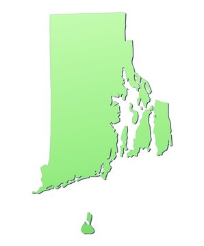 Rhode Island (USA) map filled with light green gradient