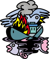 Oil ship wreck generate pollution disaster