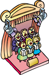 classic choir singing into an theater stage