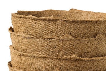Peat Plant Pots on White Background