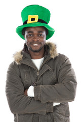 African American with saint patrick«s hat