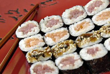 Sushi With Chop Sticks