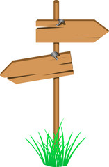 Wooden direction sign. Vector illustration