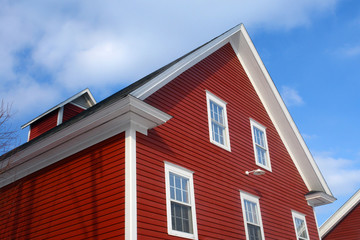 Fototapeta na wymiar Top of red barn house