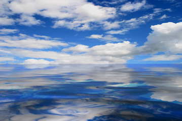 Clouds over simulated water