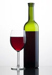 Bottle and glass of red wine