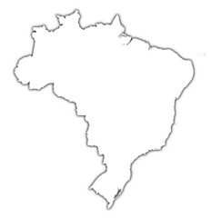 Brazil outline map with shadow
