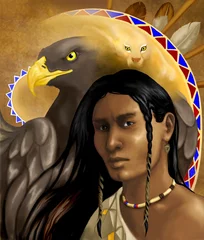 Washable wall murals Indians spirit of hawk