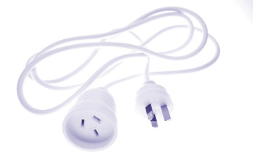 Electrical plugs and cable over white background