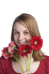 Teenager with flowers