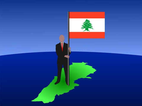 man with Lebanese flag