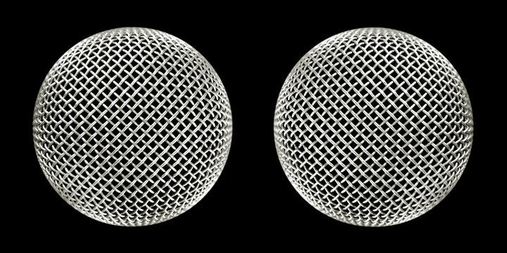 two large identical microphones on black