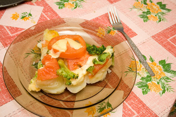 italian baked pudding in glass plate