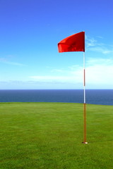 golf ; green 4 sur la mer