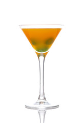 Peach cocktail with green cherries
