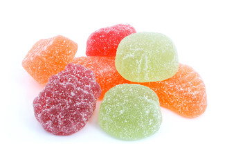 set of fruit jellies candies isolated