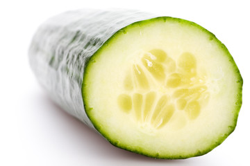 sliced cucumber, isolated on white