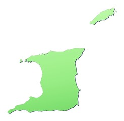 Trinidad and Tobago map filled with light green gradient