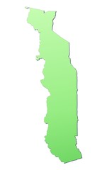 Togo map filled with light green gradient