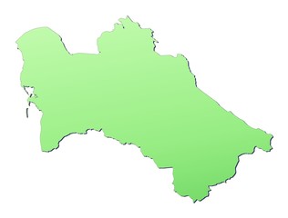 Turkmenistan map filled with light green gradient
