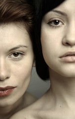 two young beautiful girlfriends