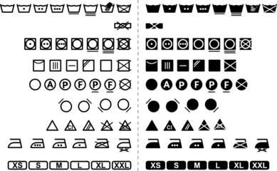 Icon Set of washing symbols / black and white / vector