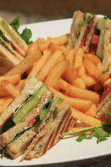 club sandwich with french fries
