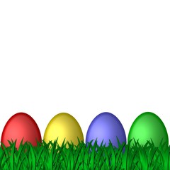 4 bunte ostereier im gras