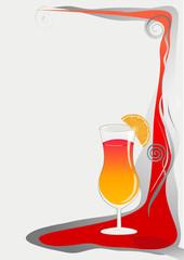 Cocktail card background red and grey.