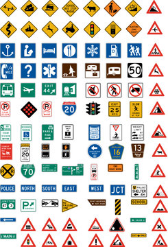 Hundred traffic signs