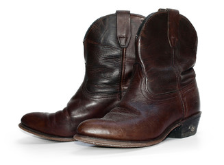 Rustic old leather cowboy boots