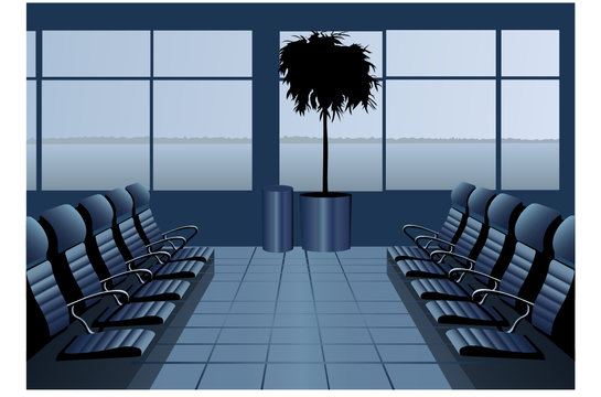 Waiting room airport. blue. vector