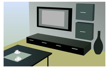 modern room with tv vector