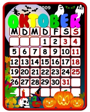 Kalender deutsch - Oktober- Feiertage