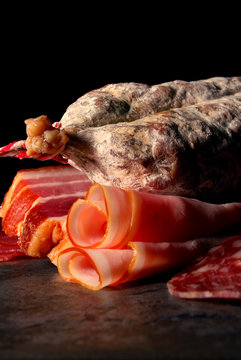 salami and ham selection
