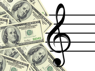 dollars and treble clef        