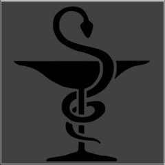 caducée sur plaque métal