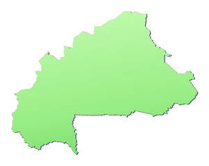 Burkina Faso map filled with light green gradient