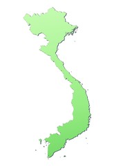 Vietnam map filled with light green gradient