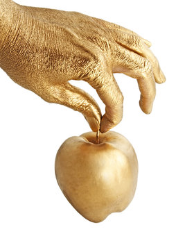 Gold Hand Holding Apple