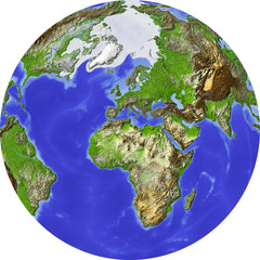 Naklejka premium Globe, shaded relief, centered on Europe