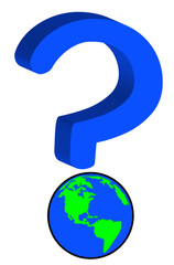 earth or globe as part of question mark - global uncertainty 