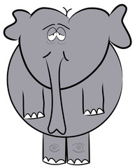 droopy eyed elephant standing up - cartoon 