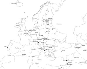 Europe vector outline map with state capitals - 6728812