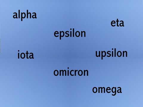les sept voyelles de l'alphabet grec