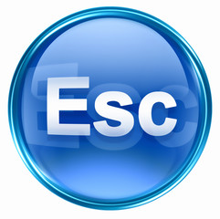 Esc icon blue, isolated on white background.
