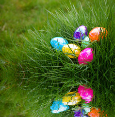 Easter Eggs Reflecting in Water